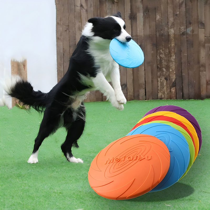 Flying Disc Dog Training Toy - ของเล่นจานบินซิลิโคนอเนกประสงค์ ของเล่นฝึกสัตว์เลี้ยงสำหรับลูกสุนัข เกมโต้ตอบกลางแจ้ง อุปกรณ์สำหรับสุนัข