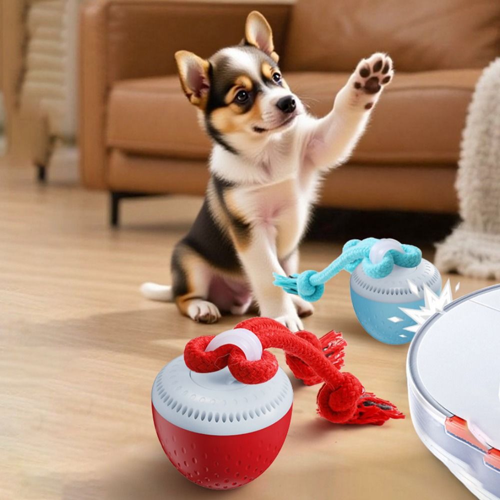 Automatic Moving Dog Ball - ลูกบอลของเล่นสัตว์เลี้ยงอัจฉริยะ ทนทานต่อการกัด เดินทางตามเส้นทางสุ่ม ชาร์จ USB ของเล่นสุนัขแบบอินเทอร์แอคทีฟ