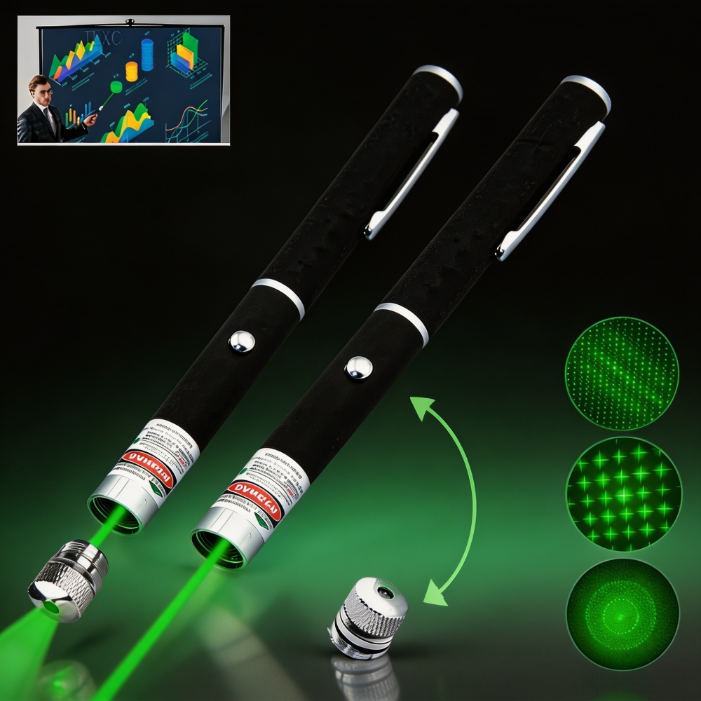 Laser Pointer Cat Toy Automatic - (ไม่รวมแบตเตอรี่) ปากกาเลเซอร์สีเขียวแดง เครื่องมือการสอน ของเล่นอัตโนมัติสำหรับสัตว์เลี้ยง ของเล่นแมว ปากกาเลเซอร์โฟกัสอัตโนมัติ