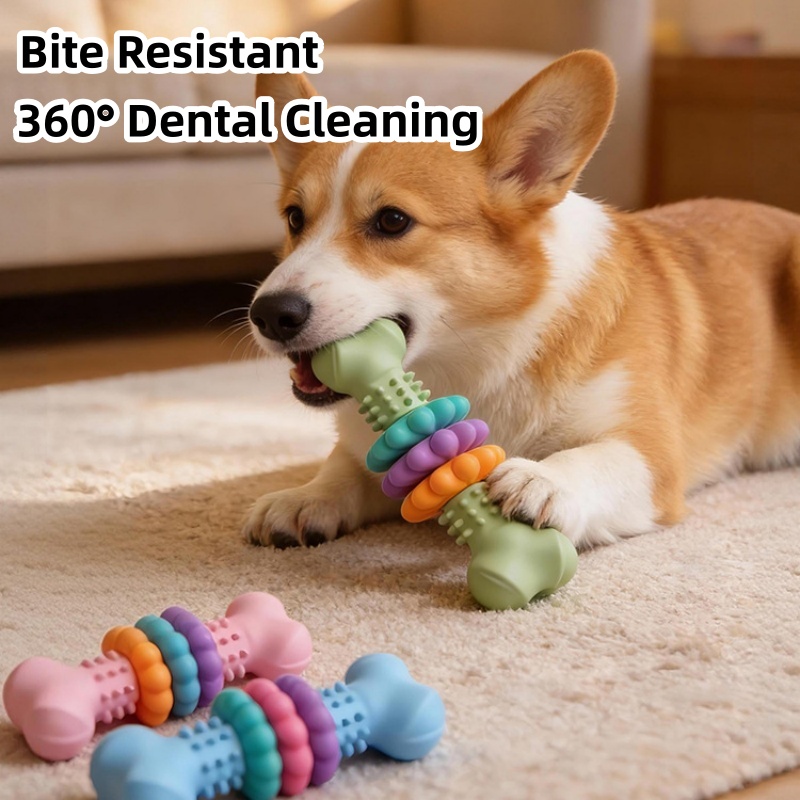 Teeth Cleaning Dog Chew Bone - ของเล่นเคี้ยวสำหรับสุนัข TPR ทนทาน รูปทรงกระดูก ทนต่อการกัด ช่วยทำความสะอาดฟัน