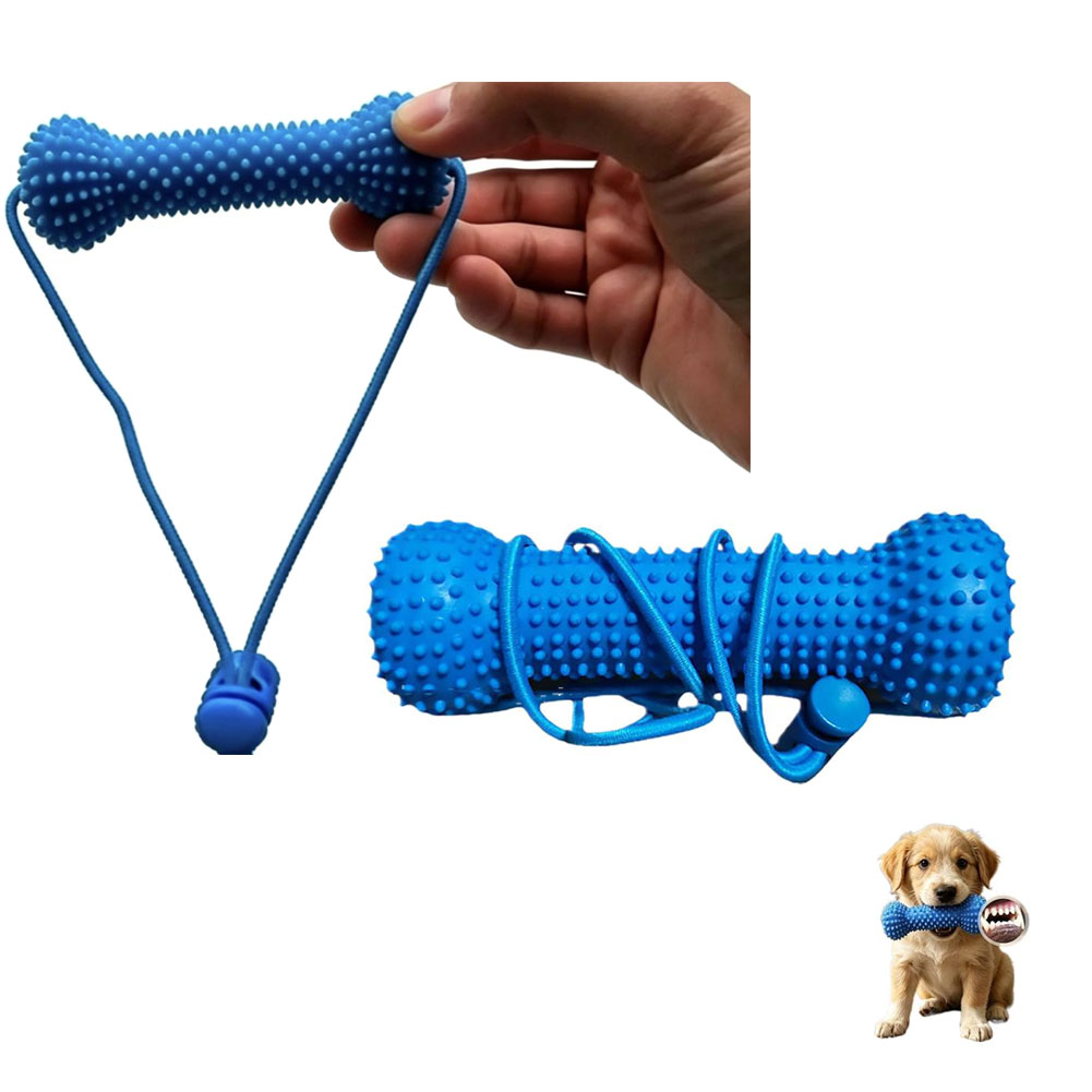 Teeth Cleaning Dog Chew Bone - ของเล่นขัดฟันสุนัข ทนต่อการกัด ใช้ซ้ำได้ สายดึงรูปทรงกระดูก แปรงสีฟันยาง ทนต่อการกัด