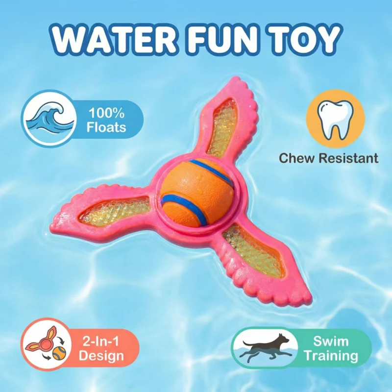Flying Disc Dog Training Toy - ของเล่นสุนัขแบบลอยน้ำ จานร่อนกันน้ำ ของเล่นวงแหวนสำหรับสระว่ายน้ำ ชายหาด ทะเลสาบ เกมจับกลางแจ้ง