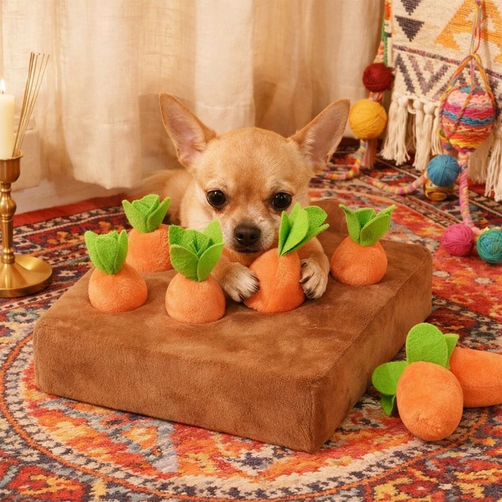 Snuffle Mat For Dogs - แผ่นรองดมกลิ่นแครอทบรรเทาความเครียด แครอทแบบถอดได้ กระตุ้นพัฒนาการทางจิต ฝึกการหาอาหาร ช่วยให้กินช้าลง ของเล่นแบบมีปฏิสัมพันธ์สำหรับสุนัข