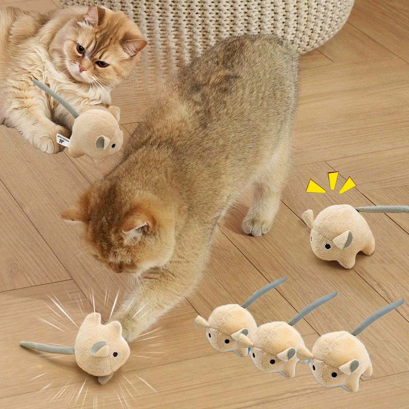 Catnip Interactive Plush Mouse - ของเล่นแมวหนูไฟฟ้า แคทนิป ของเล่นแมวอัจฉริยะเล่นเอง ของเล่นลูกแมวทนต่อการกัด ของเล่นแมวแบบโต้ตอบ อุปกรณ์สำหรับแมว