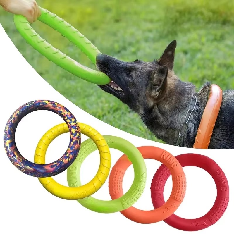 Flying Disc Dog Training Toy - ของเล่นสุนัข จานร่อน EVA ของเล่นฝึกสุนัข วงแหวนดึง ทนทาน