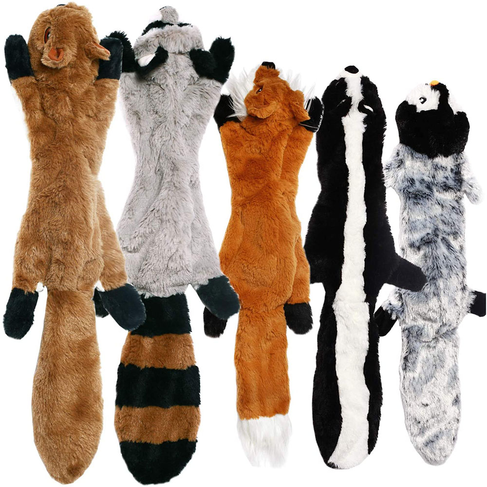 Indestructible Dog Chew Toy - ตลกจําลองสัตว์ไม่มีบรรจุสุนัขของเล่น Squeakers ทนทาน Stuffingless Plush Squeaky