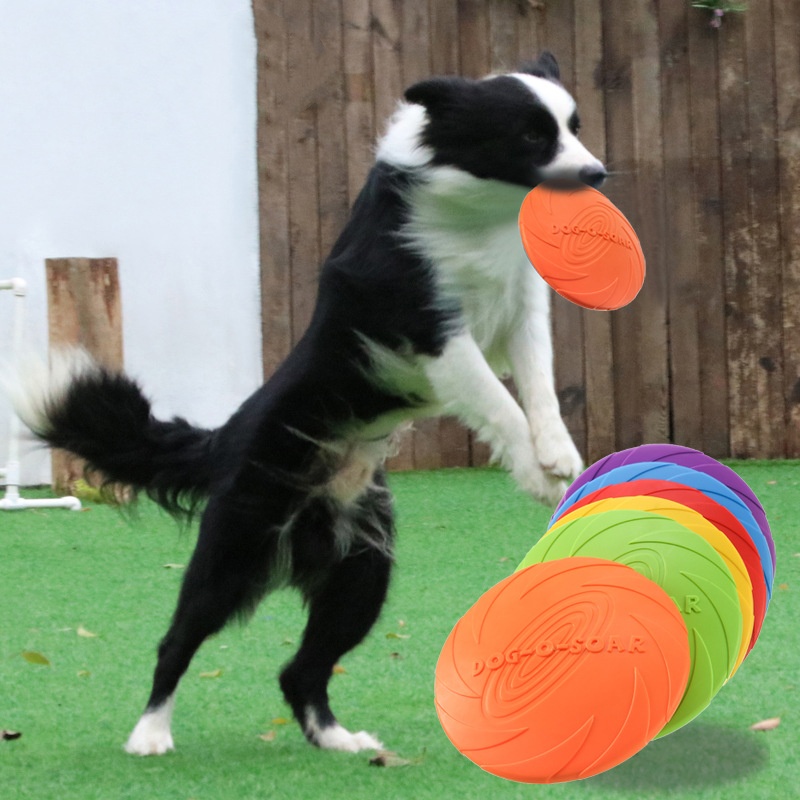 Flying Disc Dog Training Toy - ของเล่นจานบินซิลิโคนแบบอินเทอร์แอคทีฟสำหรับสุนัขและแมว ทนทานต่อการกัดแทะ เหมาะสำหรับการฝึกสัตว์เลี้ยงและสร้างความสนุกให้ลูกสุนัข