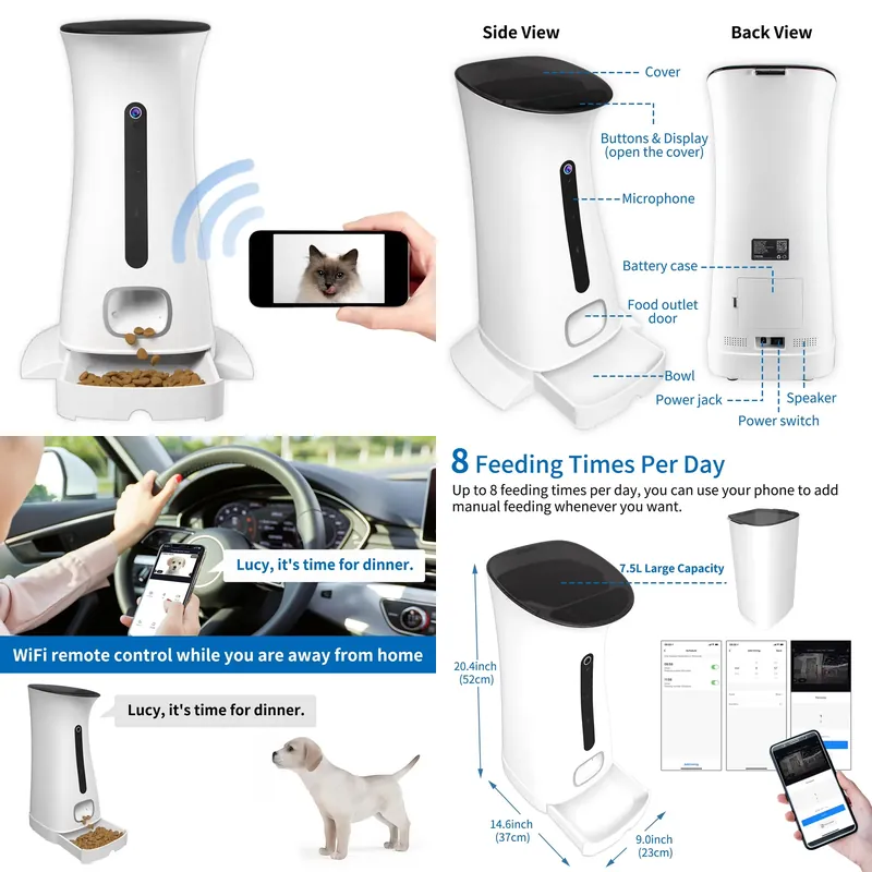 Pet Feeders - กล้องให้อาหารสัตว์เลี้ยงแบบ Wi-Fi พร้อมบันทึกเสียงและวิดีโอ, แอปพลิเคชันที่ใช้ Wi-Fi สำหรับ