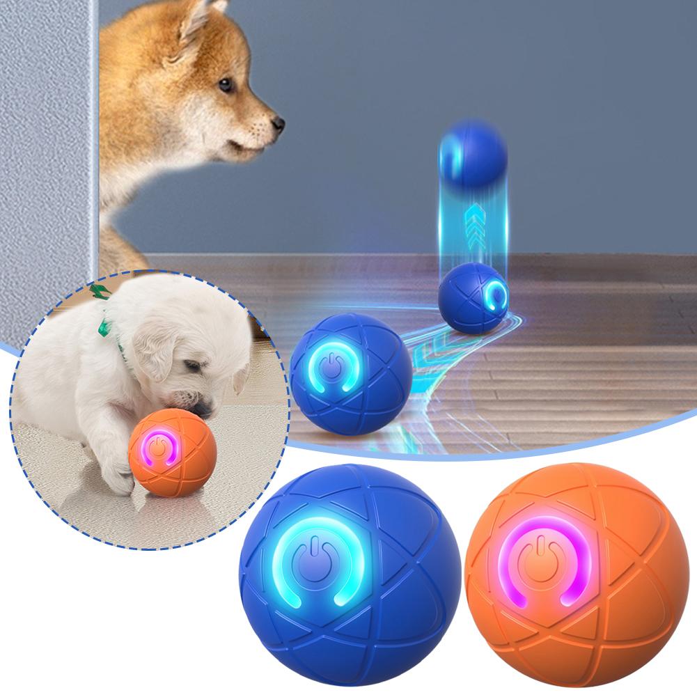 Automatic Moving Dog Ball - ของเล่นสัตว์เลี้ยงอิเล็กทรอนิกส์แบบโต้ตอบ ของเล่นสุนัขอัจฉริยะ ลูกบอล USB เคลื่อนที่อัตโนมัติ เด้งได้