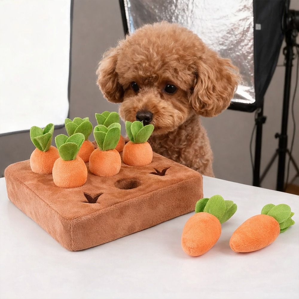Snuffle Mat For Dogs - แผ่นรองดมกลิ่นแครอทบรรเทาความเครียด แครอทแบบถอดได้ ของเล่นให้อาหารแบบอินเทอร์แอคทีฟ ช่วยให้กินอย่างช้าๆ กระตุ้นการใช้สมอง