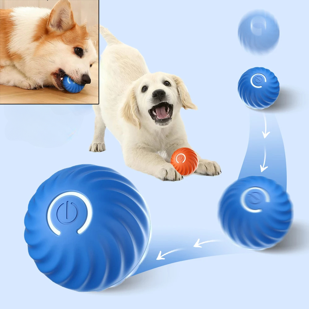 Automatic Moving Dog Ball - ของเล่นลูกบอลเคลื่อนที่อัตโนมัติสำหรับสุนัข ชาร์จด้วย USB ของเล่นแบบเด้งกลิ้งอัจฉริยะ ของเล่นเคี้ยวแบบอินเทอร์แอคทีฟ สำหรับลูกสุนัขและสุนัขขนาดเล็กถึงกลาง