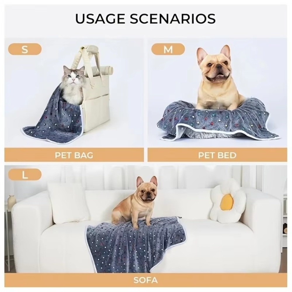 Pet Beds - ผ้าห่มสัตว์เลี้ยงเนื้อนุ่มพิเศษ ลายจุดน่ารัก ระบายอากาศได้ดี ผ้าห่มสัตว์เลี้ยงแบบอุ่นสบาย ซักเครื่องได้ ผ้าห่มสำหรับแมว