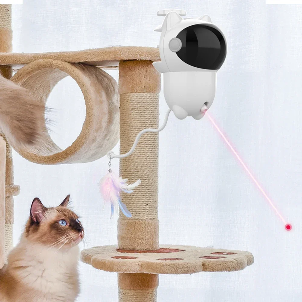 Laser Pointer Cat Toy Automatic - ของเล่นเลเซอร์แมวแบบอินเทอร์แอคทีฟ 360 องศา ตัวชี้เลเซอร์สำหรับสัตว์เลี้ยง ของเล่นแมวแบบหมุนอัตโนมัติสำหรับฝึกจับ