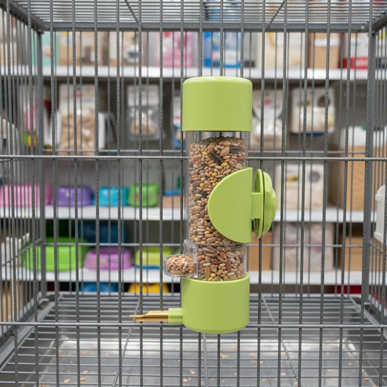 Pet Feeders - เครื่องป้อนเมล็ดพืชแบบแยกเมล็ด ป้องกันน้ำกระเด็น ไม่เลอะเทอะ อุปกรณ์ให้อาหารนก ใช้งานง่าย ติดตั้งสะดวก
