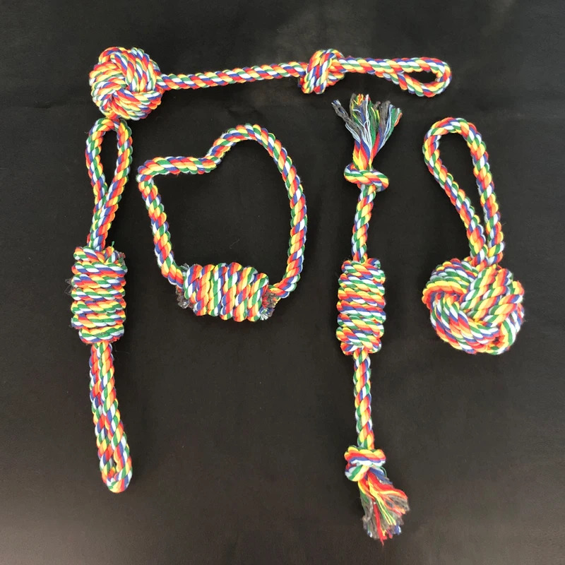 Dog Rope Toy Aggressive Chewers - ของเล่นเชือกสำหรับสุนัขที่ทนทานสำหรับการฝึกอบรมการเคี้ยวแบบรุนแรง ชุดของเล่นเคี้ยวเชือก 3 ปมสำหรับการฝึกอบรมการงอกของฟัน