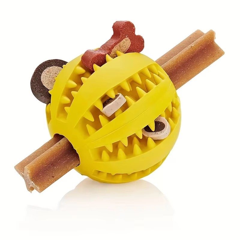 Dog Puzzle Feeder Toy - 1/2 ชิ้น ของเล่นสุนัข ลูกบอลยางแบบอินเทอร์แอคทีฟ ของเล่นเคี้ยวสำหรับลูกสุนัข ลูกบอลทำความสะอาดฟันสัตว์เลี้ยง