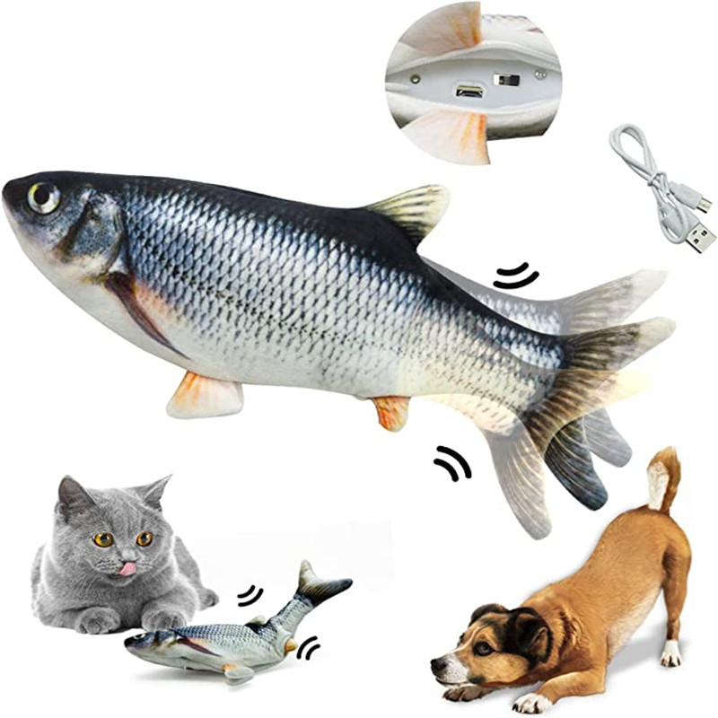 ของเล่นแมวรูปปลา ชาร์จผ่าน USB - Electric Floppy Fish Dog Toy บทวิจารณ์และราคา